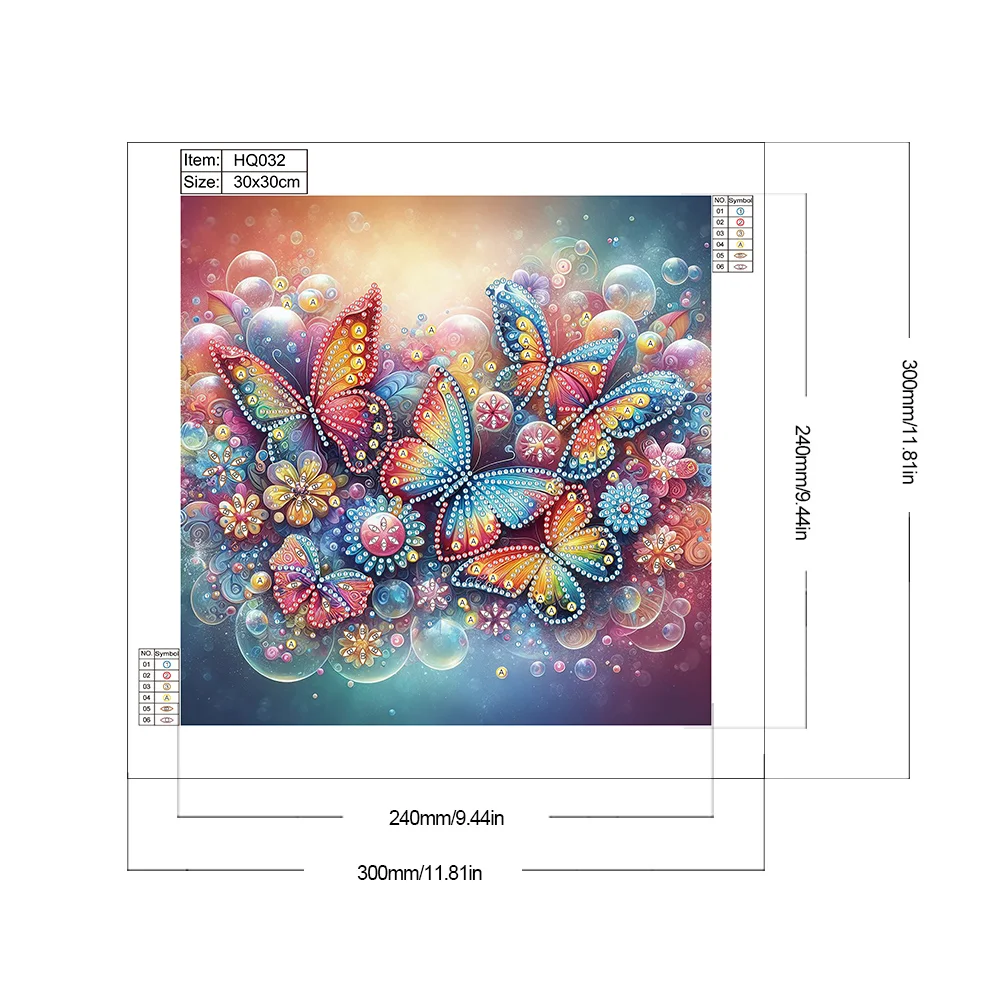 Diamond Painting - Partial Special Shaped Drill - Butterfly(Canvas|30*30cm)