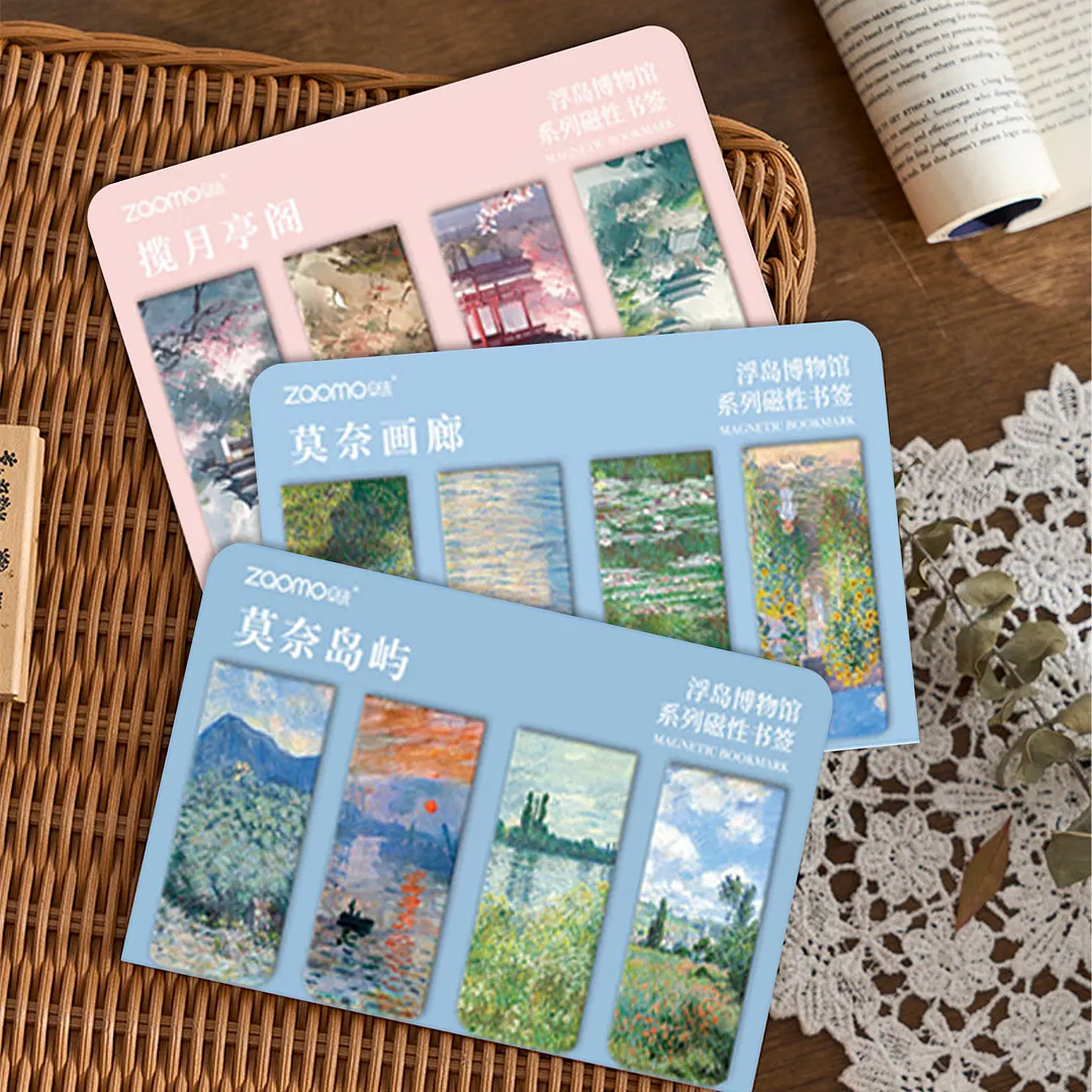 12Pcs Magnetic Art Painting Bookmark Reusable Art Works Page Clip with Strong Magnet Double-Sided for Students Home Office Reading Supplies (Style B)