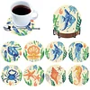 8Pcs Diamond Painting Wooden Marine Life Coaster Diamond Art Kit w/ Holder No-Slip Decor