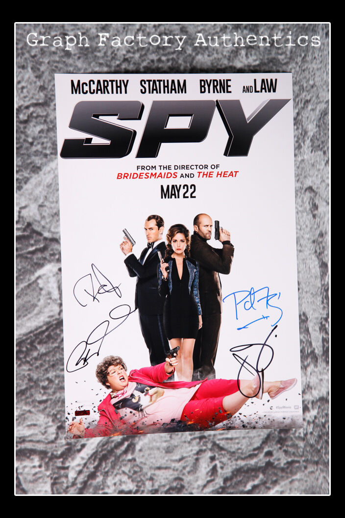 GFA Spy Movie * STATHAM-BYRNE-FEIG-BOBBY * Signed 12x18 Photo Poster painting AD1 PROOF COA