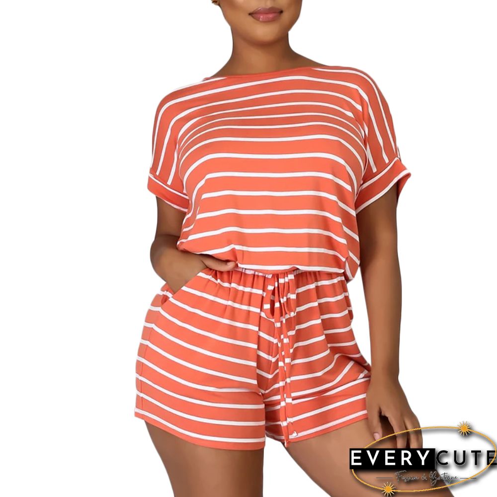 Orange Stripes Plus Size Loungewear Set