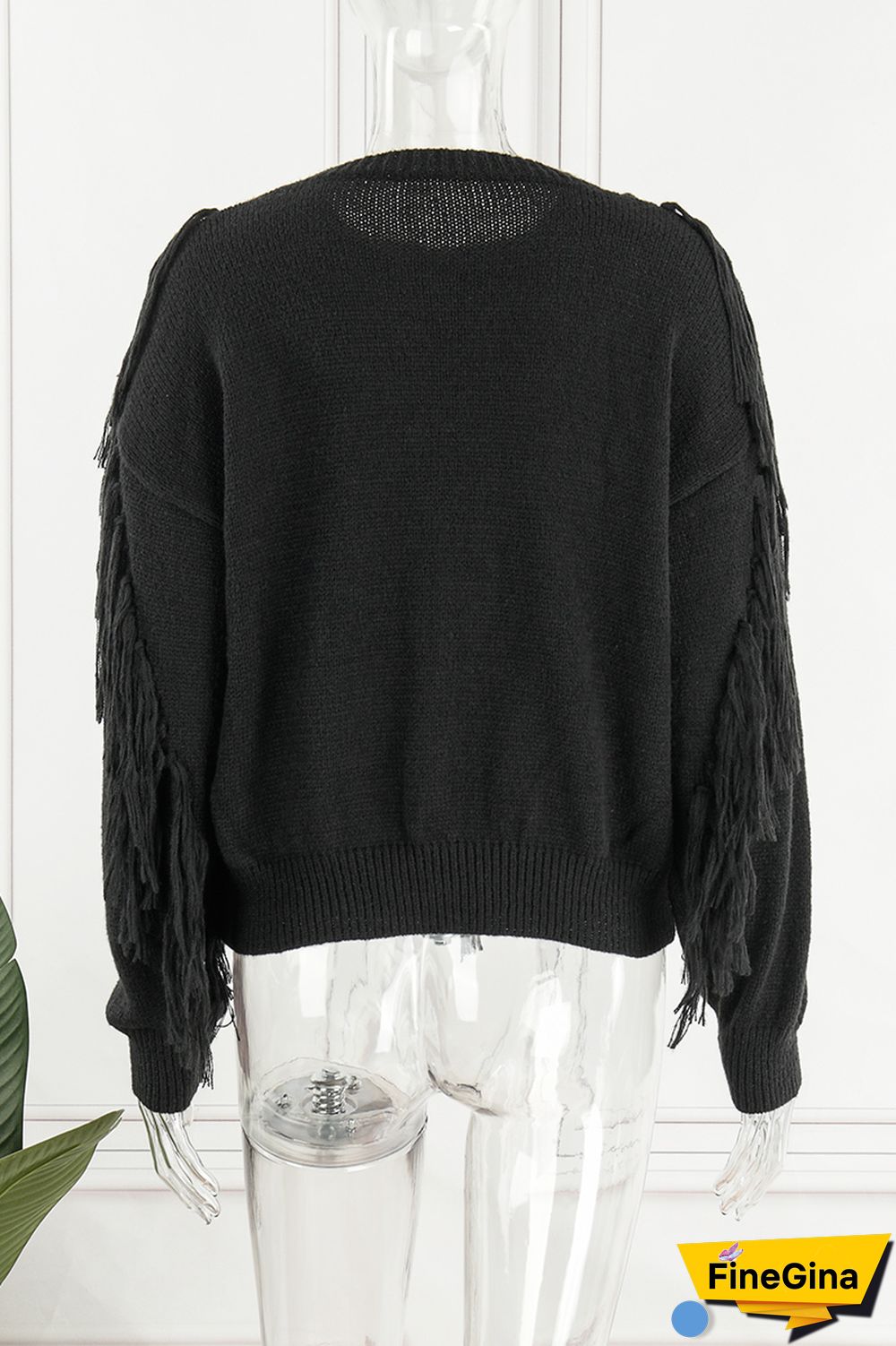 Pink Casual Solid Tassel O Neck Tops