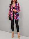 Fashion Graffiti Printed Buttoned Lapel Collar Long Sleeve Stylish Blazer Coat