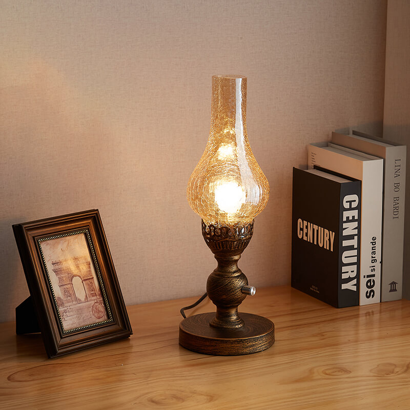 Retro Crackled Glass Kerosene Lamp
