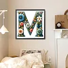Flower Letter N-Full Round Diamond Painting 30*30CM