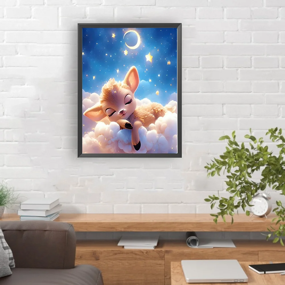 Full Round Diamond Painting 30*40cm - Deer Sleeping On The Cloud