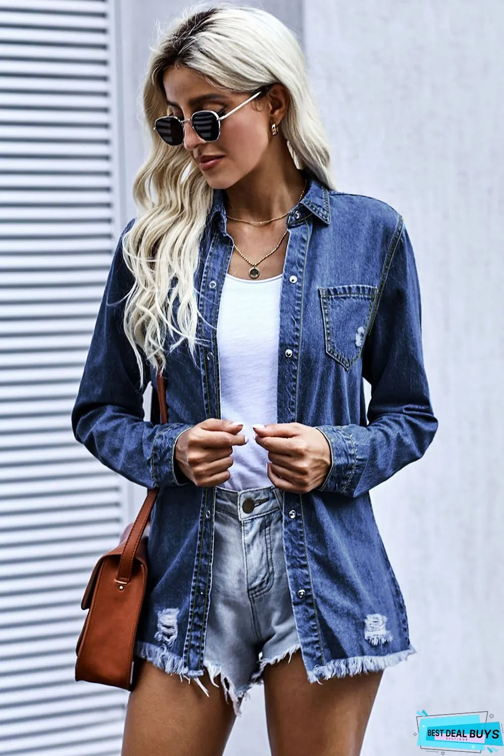 Dark Blue Jeans Shacket
