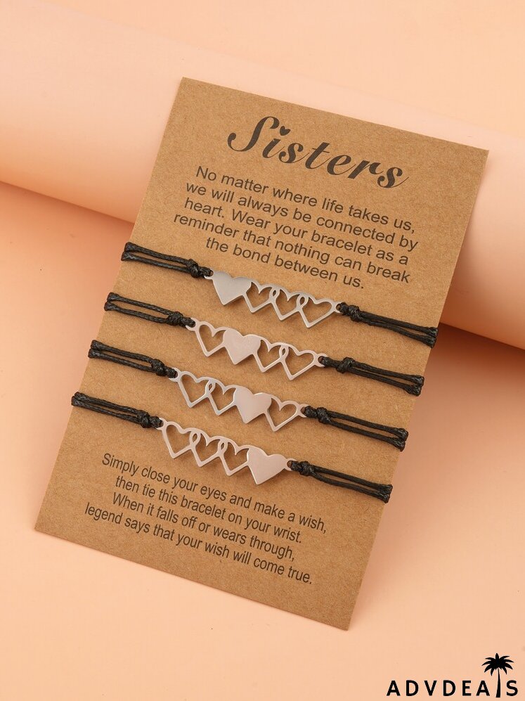 4pcs Heart Decor Bracelet