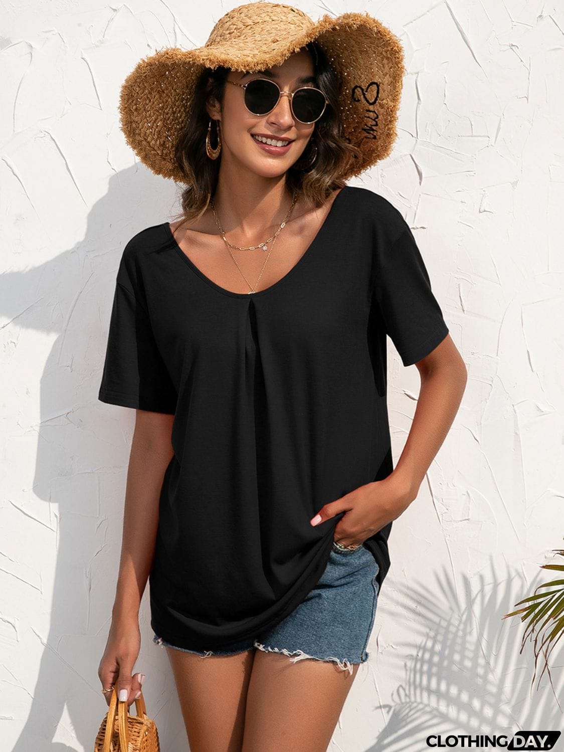 Lace Trim Short Sleeve Top