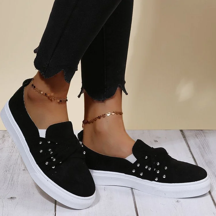 Women Pearl Embellished loafers Casual Skate Shoes shopify Stunahome.com