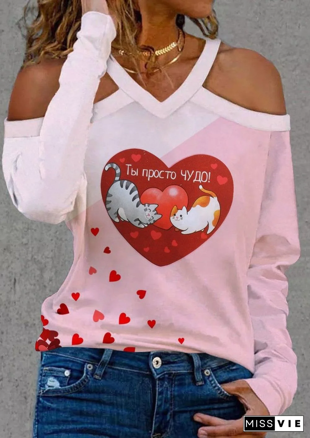 Red Chenked And Heart Printed Shirt