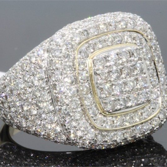 Iced Out Men Gold Rings Hiphop Bling Jewelry-VESSFUL