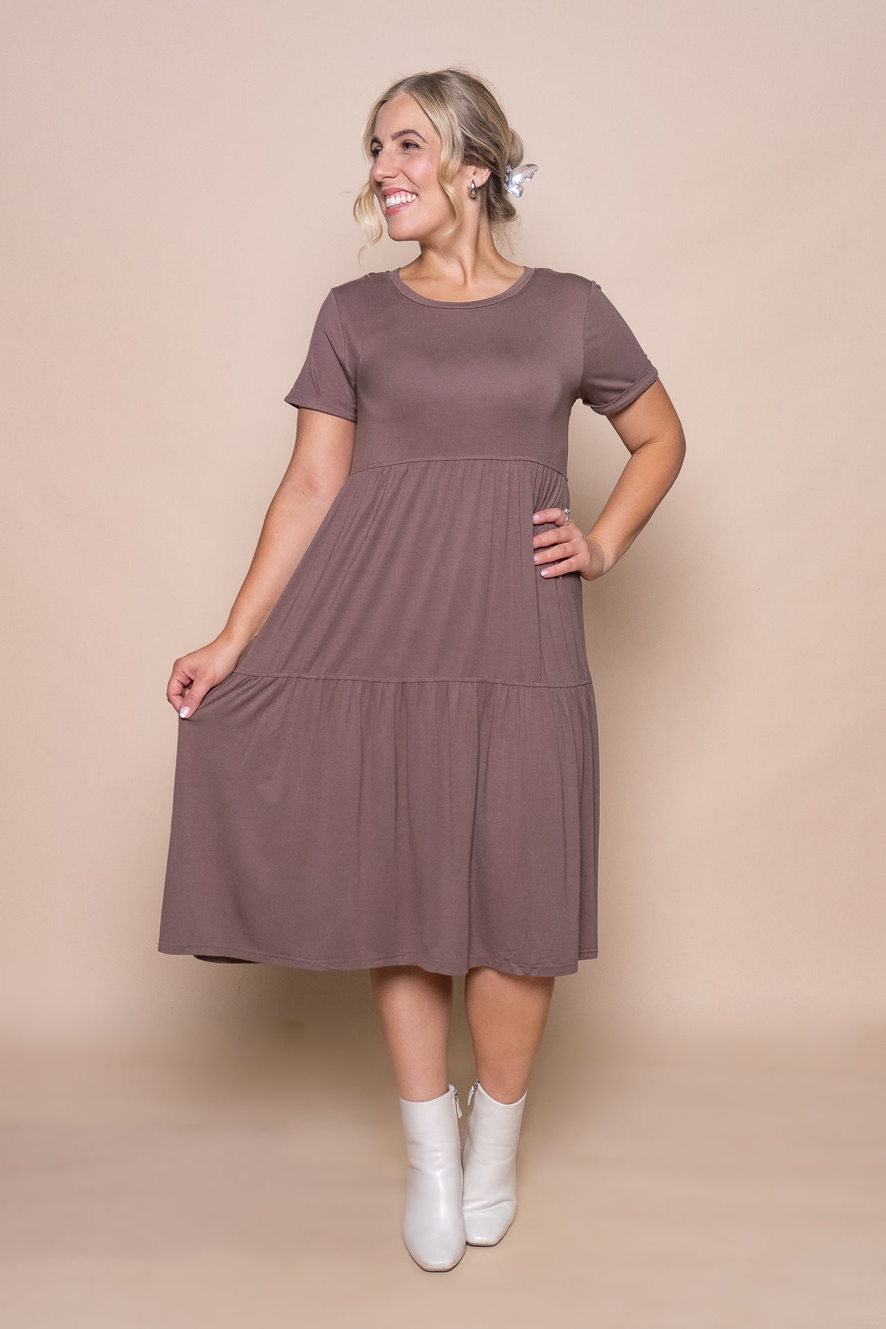 Pauline Midi Dress in Chocolate