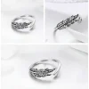 925 Sterling Silver Vintage Style Leaves Ring