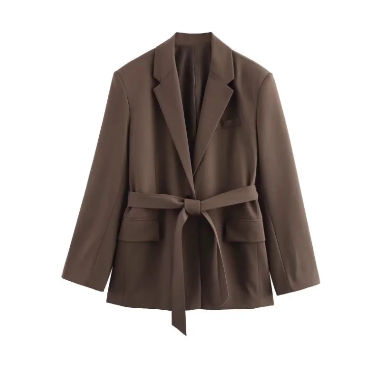 Nigikala Nigikala Women's Explosive Early Autumn Fashion With Belt Straight Suit Jacket + A Variety Of Wear Long