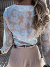 Stylish V-Neck Long Sleeve Floral Print Blouses&Shirts Tops