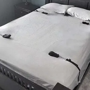 pornhint Pornhint BDSM Restraint Leather Bed Cuffs Kits, Wrist And Ankle Cuffs, Bondage Sex Clamps, Fetish Bedroom Set, Mattress Connectors, King Queen Size