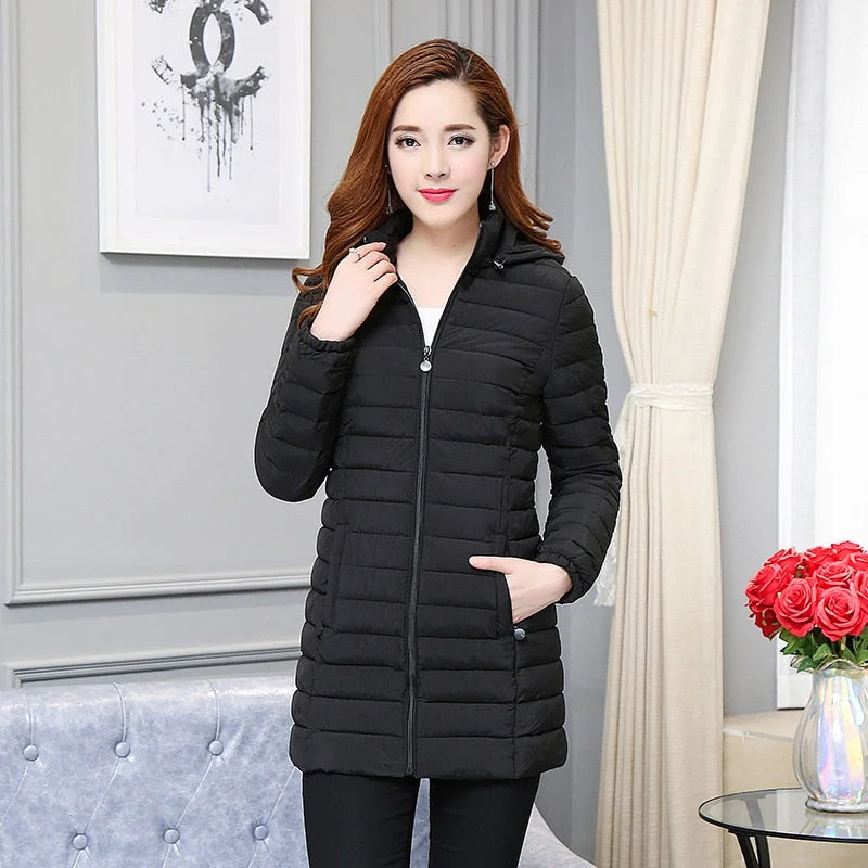 Down cotton Jackets for Womens 2020 Autumn Winter Hooded Parkas Plus size 6XL Keep warm Coat Slim Female Thin Tops IOQRCJV N172