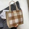 Classic Plaid Linen Daily Lunch Shopping Gift Bag
