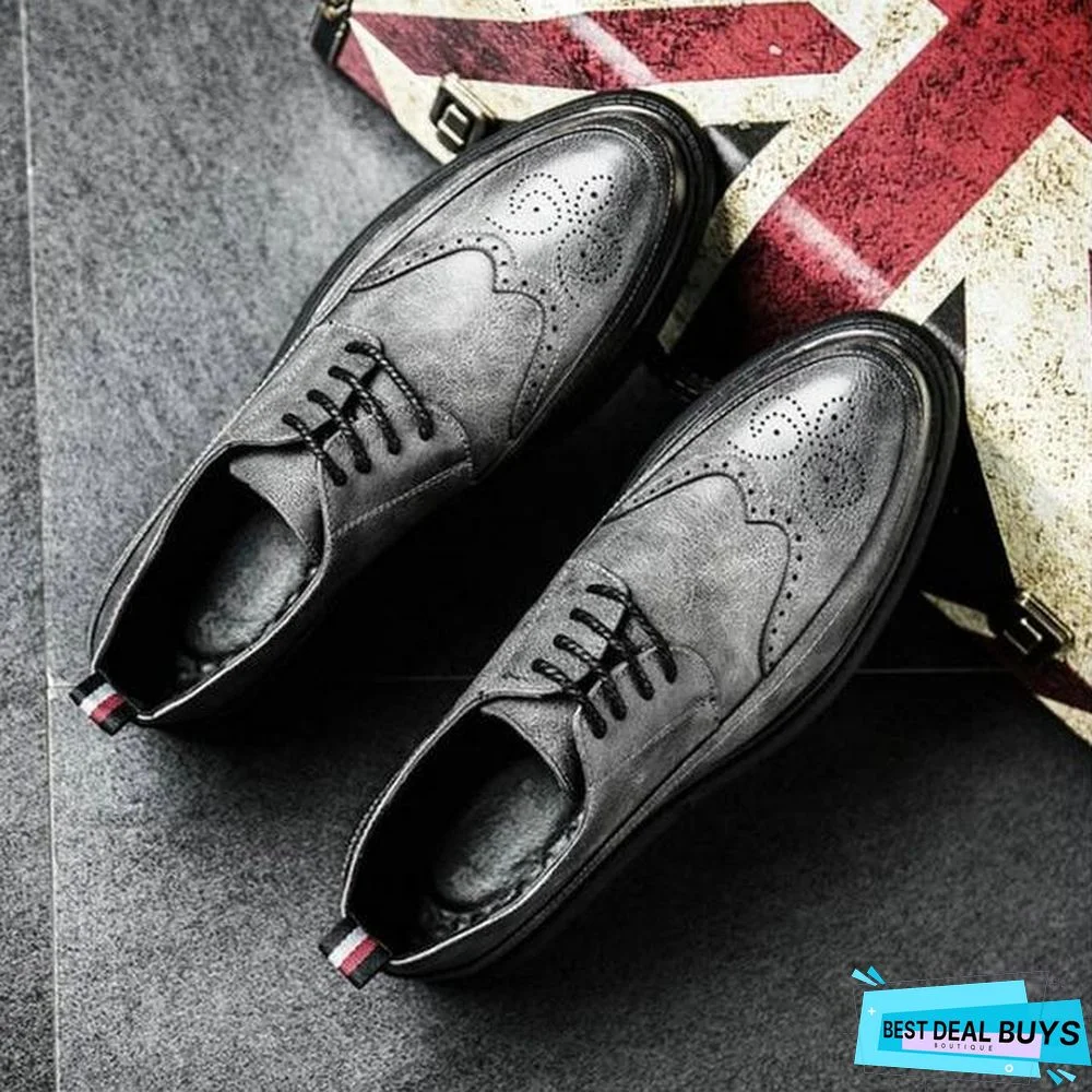 Retro Bullock Design Men Classic Business Formal Shoes Pointed Toe Leather Shoes Oxford Shoes