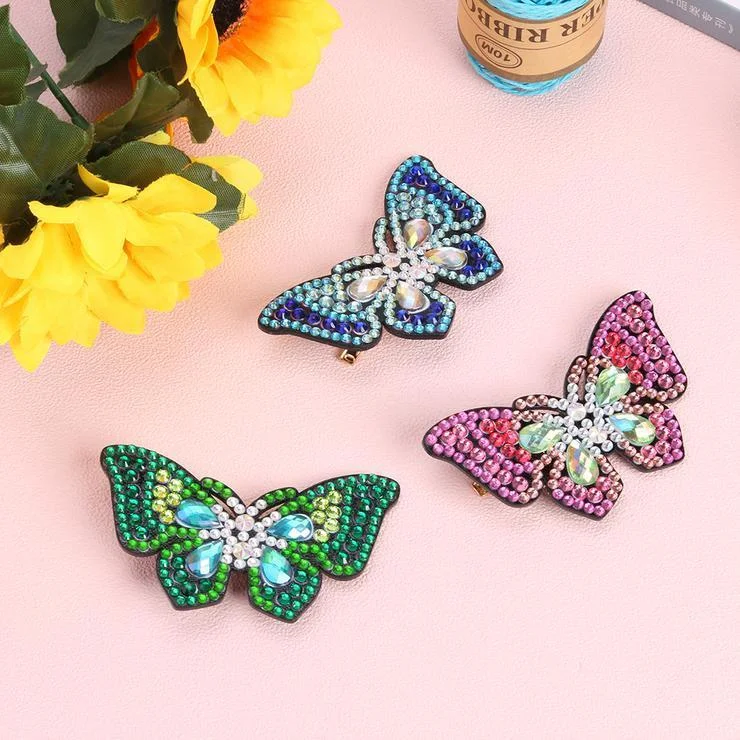 3pcs DIY Diamond Painting Hair Clip - Butterfly