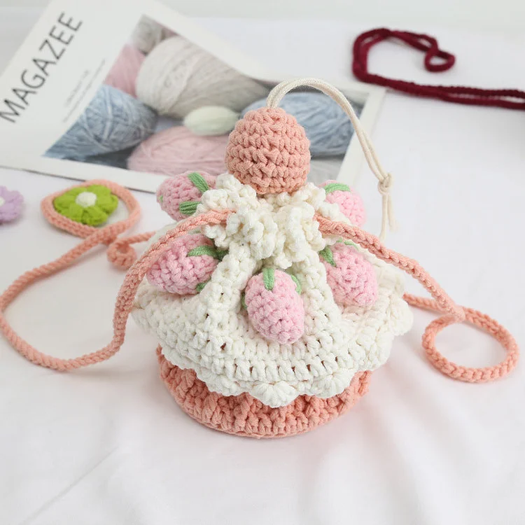 Handmade  Strawberry Cake Crochet Bag