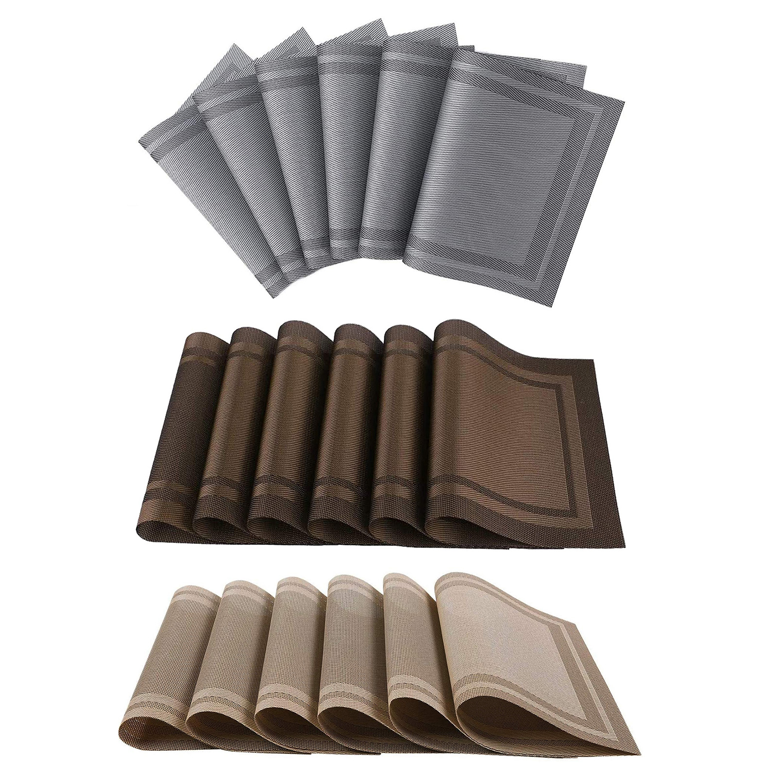 

Placemat Set of 6 Heat Resistant Washable Place Mat for Dining Table Decor, Brown, 501 Original