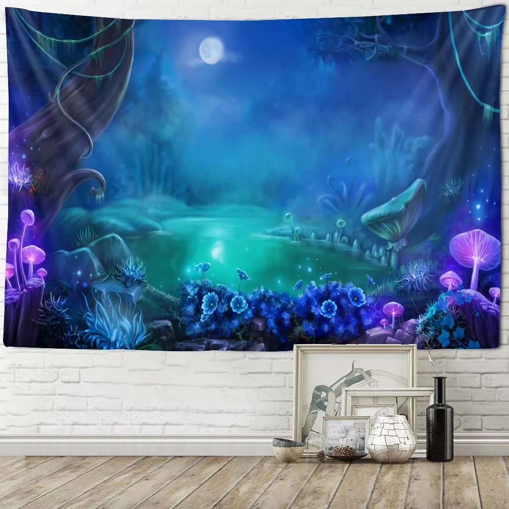 Athvotar Mushroom Tapestry Hippie Wall Hanging Boho Room Decor Fantasy Anime Kawaii Tapiz Witchcraft Fabric Wall Decor