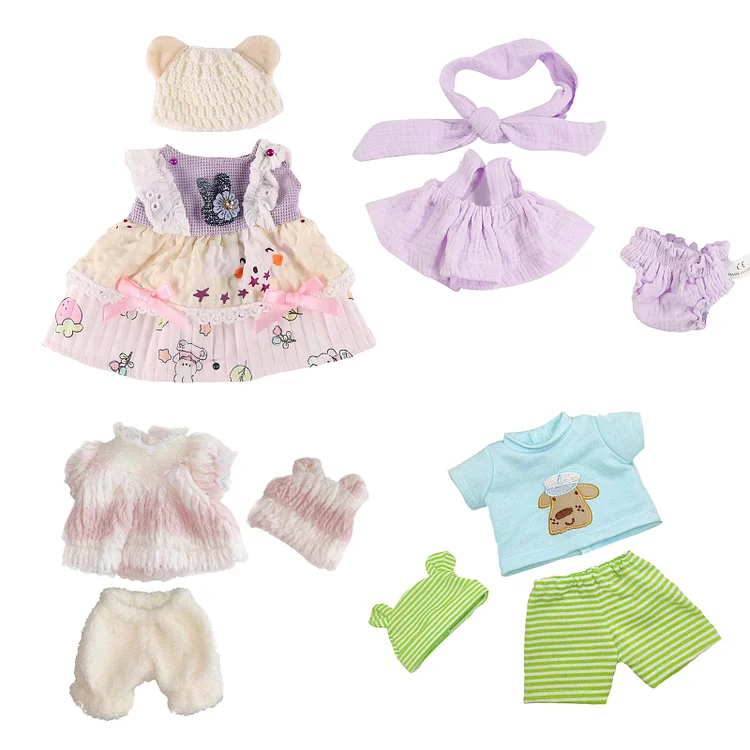 【Essential Clothes】For 12”/16" Full Body Silicone Baby Girl Doll Clothes Suits 4-Piece Set Accessories