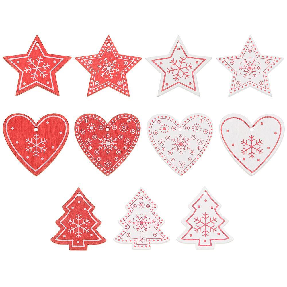 

10pcs 5cm Wood Christmas Hanging Ornaments Pendant DIY Home Xmas Tree Decor, 501 Original