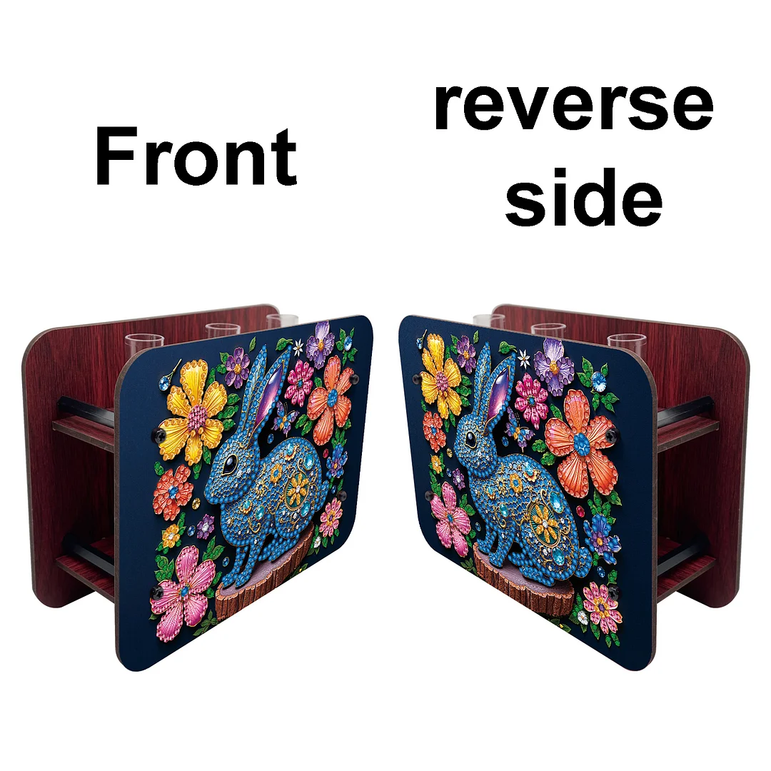 Gem Rabbit DIY Diamond Painting Wooden Tube Vase for Adults Gift Idea Home Decor