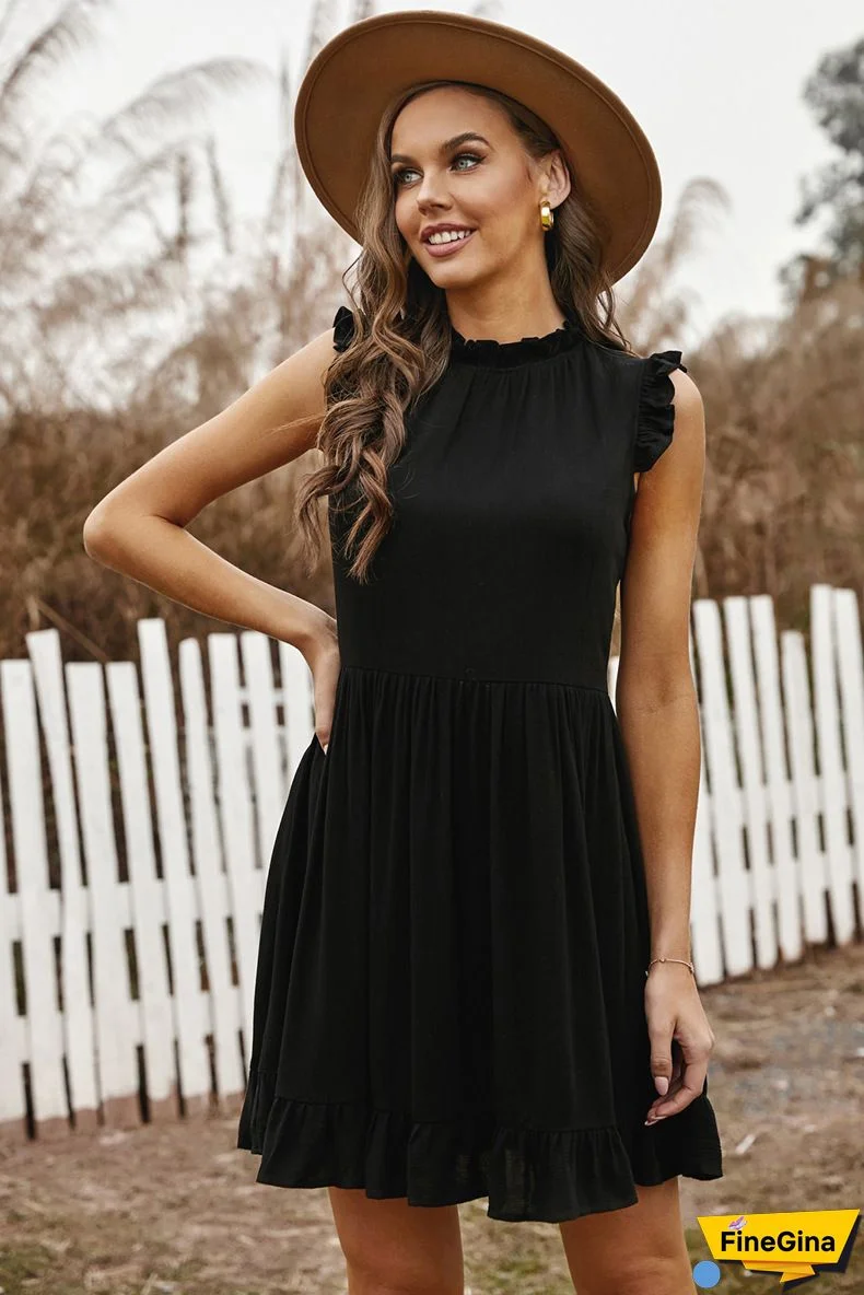 Women's Casual Vest solid color Sleeveless Weaving Dress