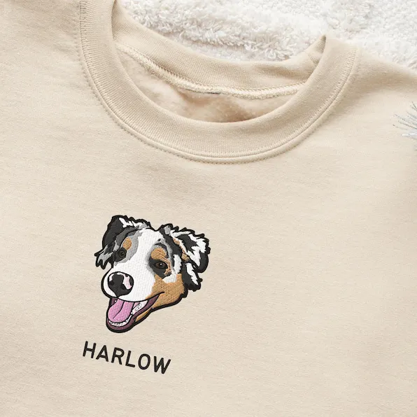 Custom Embroidered Pet Unisex Sweater From Pet&lsquo;s Photo and Name