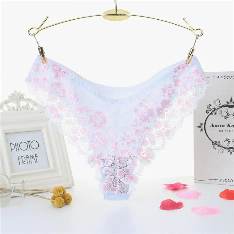 Ladies sexy lace panties, low-waist panties, floral embroidered panties, transparent T-back, thongs, lingerie underwear 2021 new