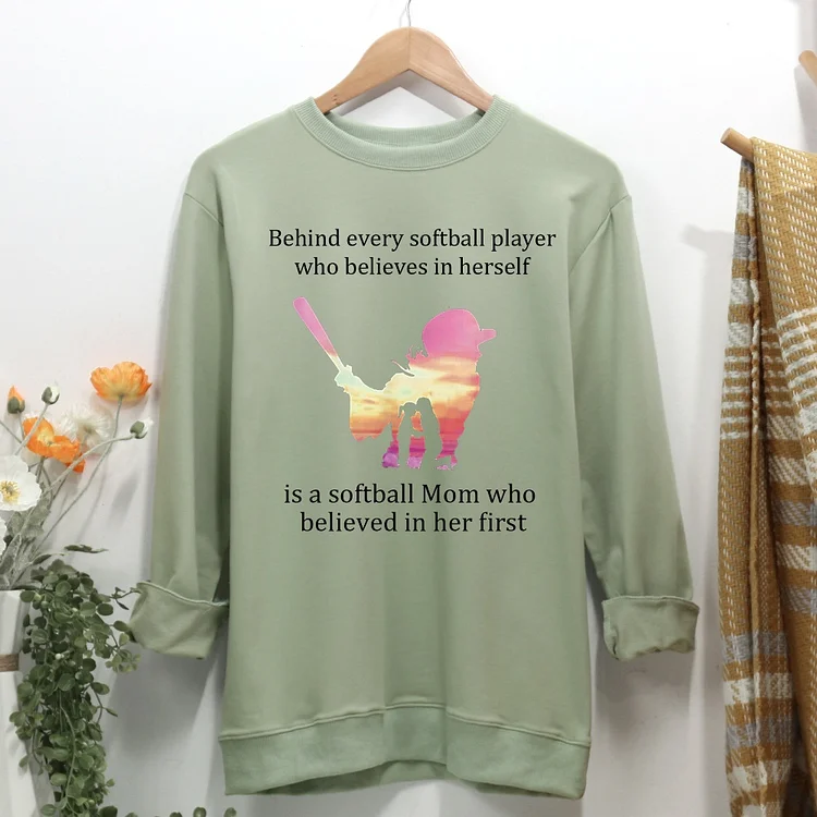 Behind every softball player Women Casual Sweatshirt-Annaletters