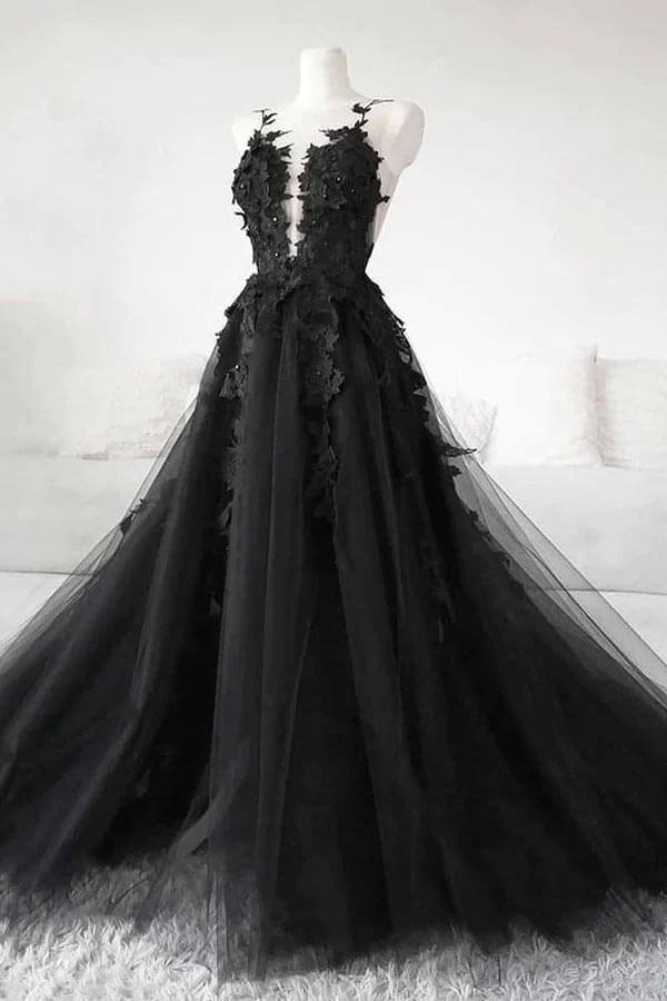 Ovlias Exquisite Applique Spaghetti Strap Sleeveless Layered Evening Dress LY0578