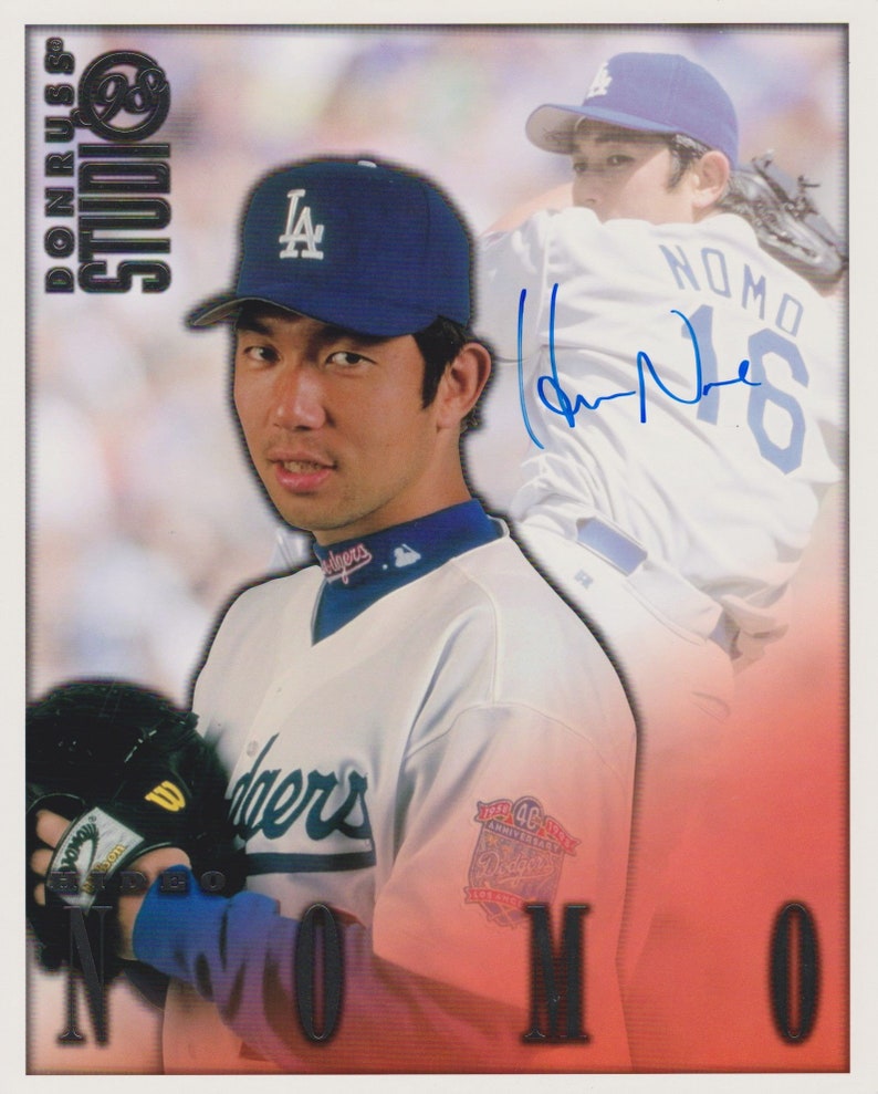 Hideo Nomo Signed Autographed 1998 Donruss Studio 8x10 Photo Poster painting - COA Matching Holograms