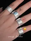 【Musical Genius】Matte Silver Star and Note Ring