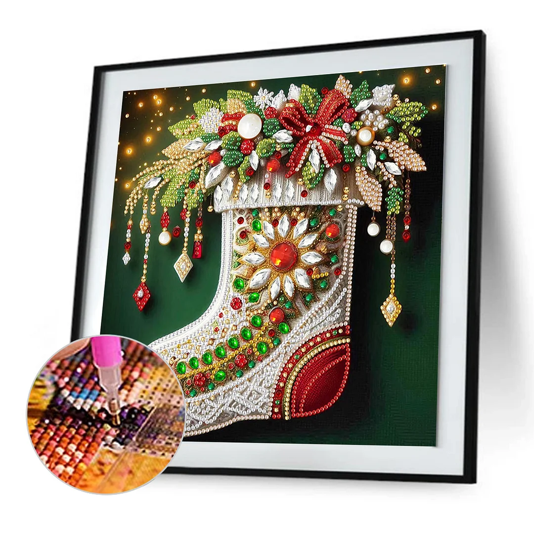 Christmas Sock - Partial Special Shaped Drill Diamond Painting Kits (Canvas|30*30cm)