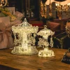 Roman LED Lighted Musical Animated Crystal Carousel Tabletop Decoration