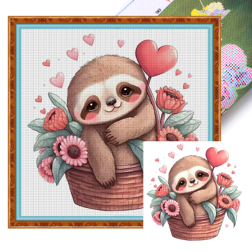 Sloth Full 18CT Pre-stamped Washable Canvas(20*20cm) Cross Stitch