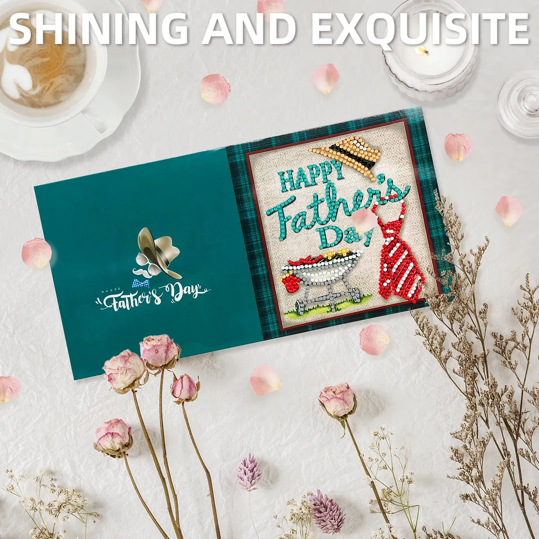 8PCS Fathers Day Mothers Day DIY Diamond Painting Greeting Card Kits with Envelopes Diamond Art Greeting Cards Diamond Art Cards Kits for Adults DIY Crafts Family Friend Gifts