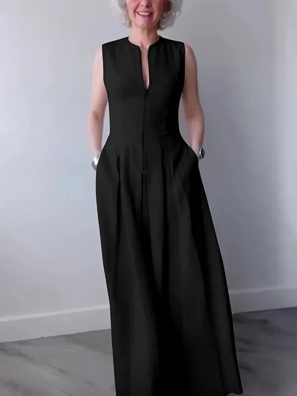 maxi reversible a line dress pockets Reversible A-Line Dress With Pockets