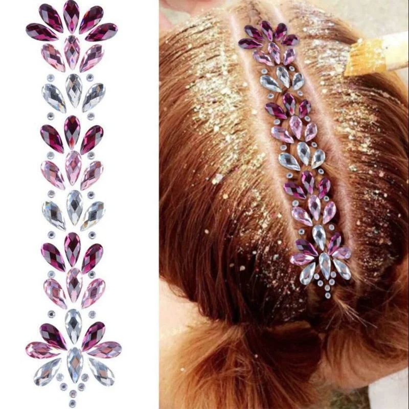 DIY Rhinstone Gift  Face Decoration 3D Crystal Sticker Hairdressing Diamond Sticker Music Festival Trendy Shiny