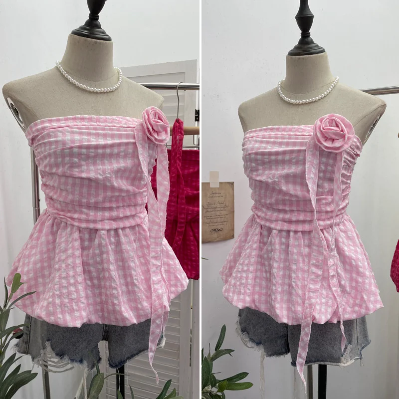 Nigikala Nigikala Lattice Tset Bra Sling Sling Vest Sleeveless T-Shirt Twive Tidal Twives Fluttering With Flower Top Woman 9232