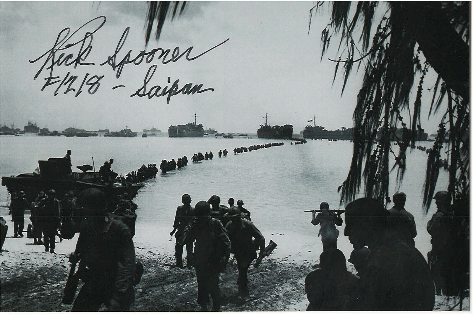 RICK SPOONER BATTLE OF OKINAWA & SAIPAN MARINE VETERAN & POW RARE SIGNED Photo Poster painting