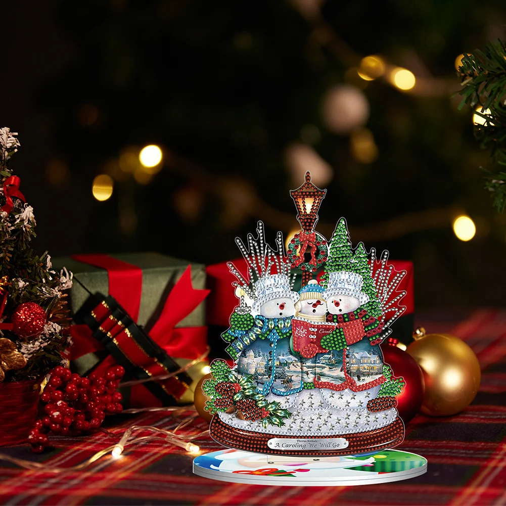 5D DIY Snowman Diamond Xmas Decor Rounded+Shaped Drill Christmas Ornament