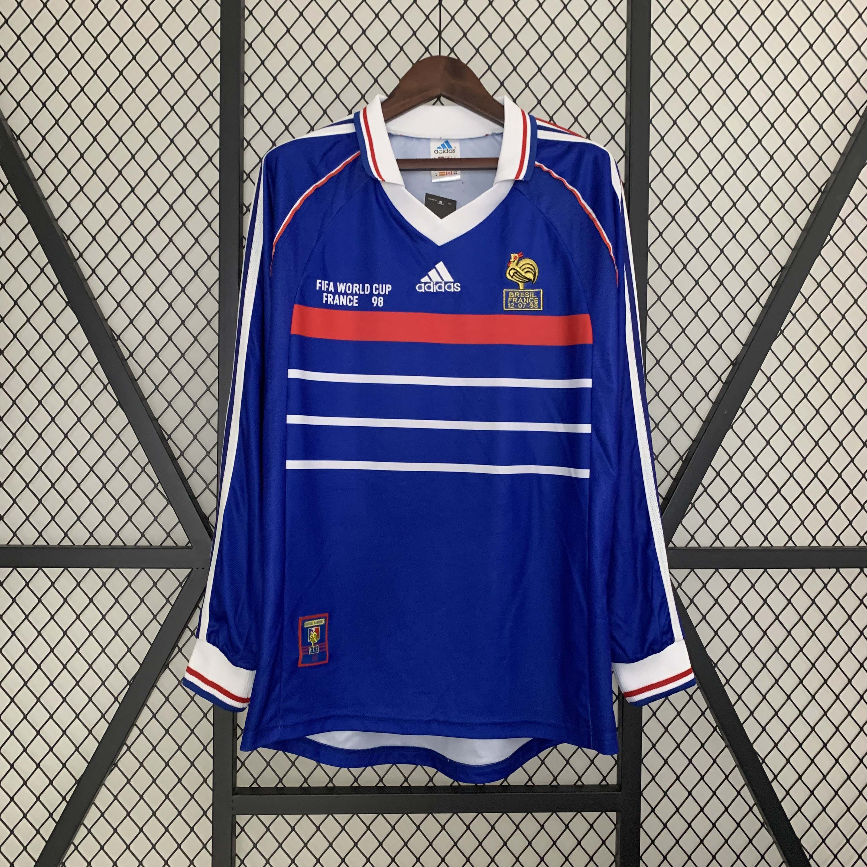 1998 Retro Long Sleeve France Home Football Shirt 1:1 Thai Quality mysite