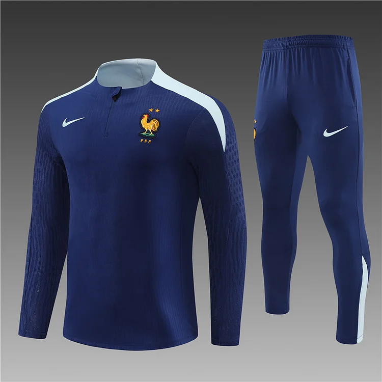 2024-25 French Royal Blue Half-Draw Training Jersey