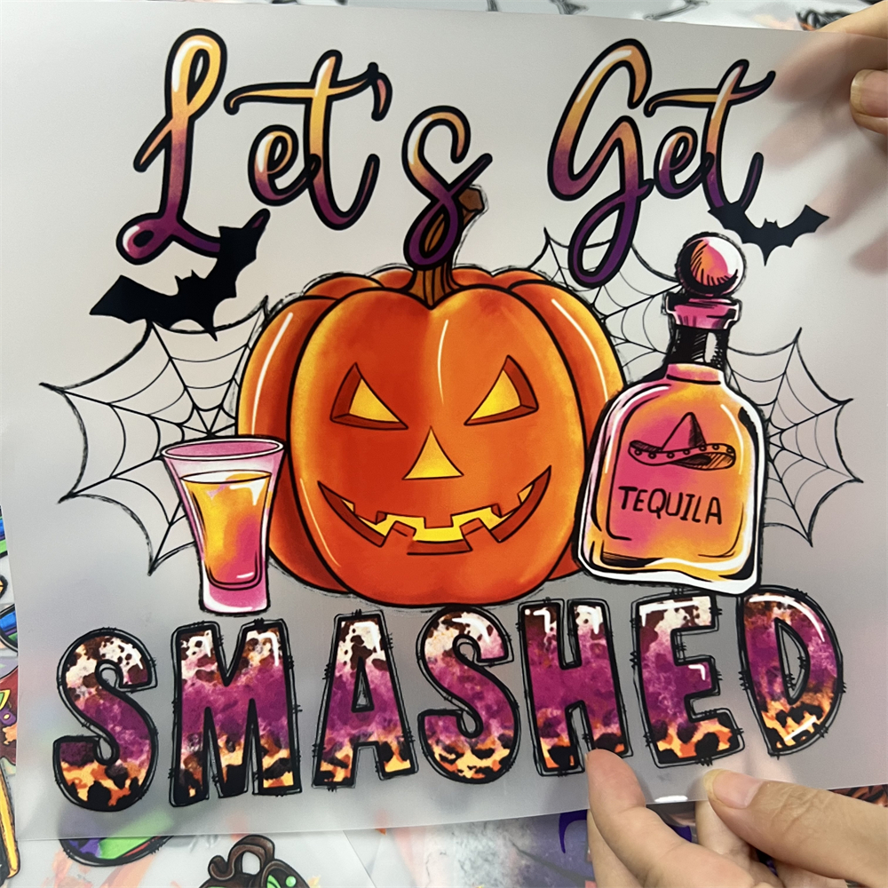 Let's get smashed halloween plastisol transfer printing dtf print for custom t shirt